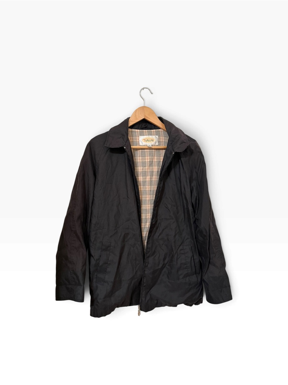 Talbots nova check plaid Black Jacket with Plaid Lining zipper pockets size M